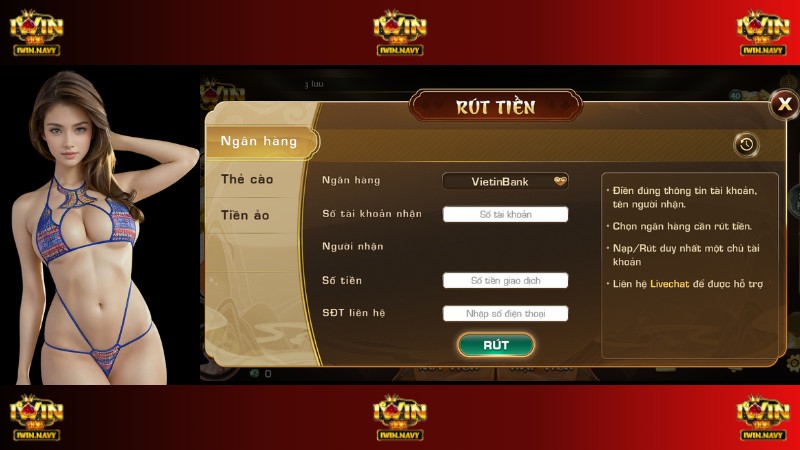 Rút tiền qua ngân hàng tại iWin