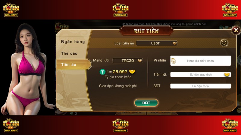 Rút tiền bằng tiền ảo (coin) tại iWin